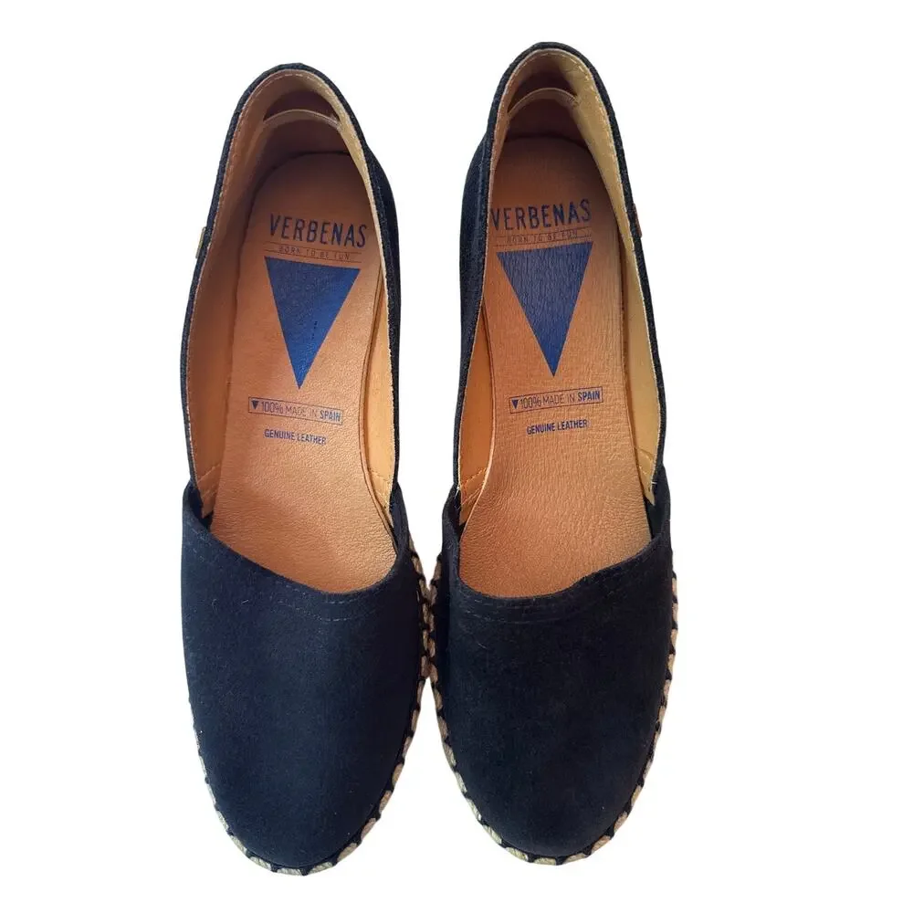 Verbena Mamen Suede Wedge Espadrilles - Women's Size 38 / US 7.5 Black